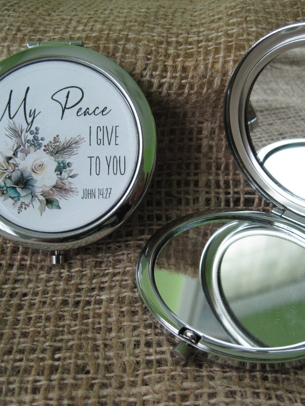 Christian Winter Floral Quotes Themed Compact/Pocket Mirror